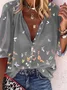 Women's Butterfly Long Sleeve Shirt Spring/Fall Shirt Collar Vacation Casual Top