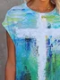 Ombre/tie-Dye Casual Short Sleeve T-shirt
