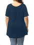 V Neck Solid Cotton Short Sleeve Top