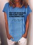 Women's Short Sleeve Tee T-shirt Summer Letter Cotton-Blend Crew Neck Going Out Casual Top