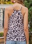 Leopard Print V-neck Halter Vest Women's Summer Casual Tops