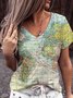 Casual World Map Print Short Sleeve V Neck T-shirt
