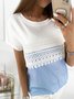 2021 Summer Casual Lace Contrast Shift  Short Sleeve T-shirt