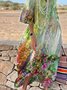 Women's Crew Neck Floral Print Boho Midi Weaving Dress