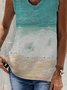Sleeveless Ombre/tie-Dye Cotton-Blend Casual Tank & Cami