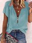 Cotton-Blend Short Sleeve Casual Tops
