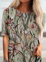 JFN Round Neck Floral Causal Tunic Tops