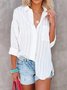 Casual 3/4 Sleeve Cotton-Blend See-through Blouse