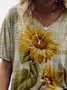 Sunflower Shift Casual Cotton-Blend T-shirt