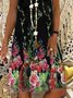 Casual Holiday Printed V Neck Floral Weaving Dress