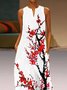 V Neck Floral Sleeveless Casual Holiday Weaving Dress