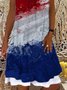 Short Sleeve Casual Flag Cotton-Blend Weaving Dress