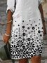 Cotton-Blend Casual Half Sleeve V Neck Weaving Dress