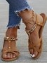 Women's PU Flat Heel Sandals Flats Peep Toe With Buckle Hollow-out shoes