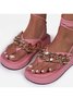 Summer Casual Flat-bottomed Large-size One-word Platform Sandals