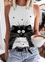 Cat Sleeveless Cotton-Blend Tanks & Camis