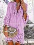 3/4 Sleeve V Neck Holiday Boho Smock Dress