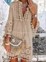 3/4 Sleeve V Neck Holiday Boho Smock Dress