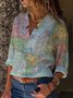 Abstract Casual World Map Print Blouse
