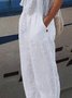 JFN Women Solid Loose Cotton Linen Casual Turnip Pants