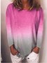 elasticity ombre/tie-dye long sleeve casual shirts & tops