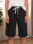 JFN Elastic Waist Solid Causal Pockets Shorts