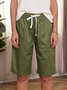 JFN Elastic Waist Solid Causal Pockets Shorts