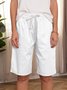 JFN Elastic Waist Solid Causal Pockets Shorts