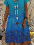 Women's Printed Short Sleeve Summer Dress V Neck Daily Casual Dress
