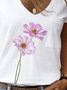 Shift V Neck Floral Casual Shirts & Tops