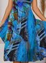 Women's vacation dress Tropical Print Casual Floral Vacation V Neck Midi Hawaiian Dress