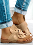 JFN  Women Flat Heel Bowknot Daily Slip On Sandals Pink