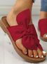 JFN  Women Flat Heel Bowknot Daily Slip On Sandals Pink