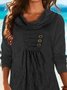 Long Sleeve Cowl Neck Cotton-Blend Casual Shirts & Tops