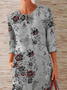 Printed Floral Crew Neck Casual Dresses