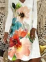 Boho V Neck Floral-Print Long Sleeve Dresses