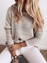 Daily Casual Round Neck Long Sleeve Solid Acrylic Sweater