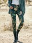 Floral Sheath Cotton-Blend Pants
