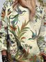 Casual Loosen Round Neck Cotton-blend Long Sleeve Top