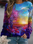 Floral Casual Long Sleeve Crew Neck Shirts & Tops