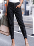 Solid Cropped Casual Plus Size Pocket Button Lounge Pants