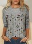 JFN Crew Neck Long Sleeve Vintage Floral Top