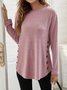 JFN Crew Neck Solid Causal Tunic Tops