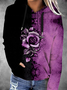 New printed rose loose hooded sweater for women