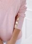 Women Fashion Solid Color Knitted Sweater Autumn Warm Solid Color V Neck Knitted Pullovers