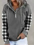 JFN Casual Blends Checked/Plaid Hooded Regular Fit Sweatshirts