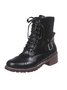 Retro Stitching Lace-up Zipper Boots
