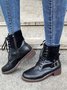 Retro Stitching Lace-up Zipper Boots