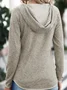 Long sleeve V-neck hooded casual plain top sweater T-shirt women