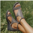 JFN  Women Casual Leather Comfy Wedge Sandals